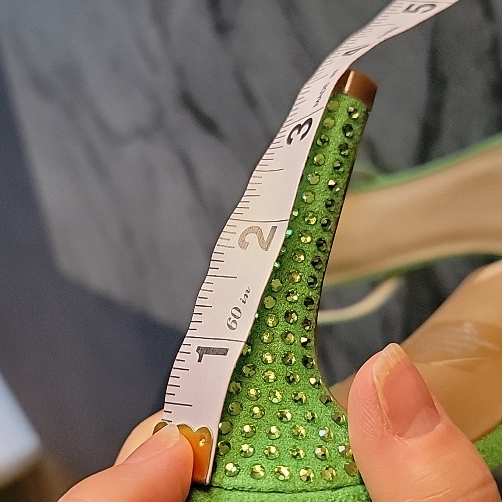 MARC FISHER Rhinestone Embellished Slingback Heels Peridot Green size 8M - Picture 12 of 13